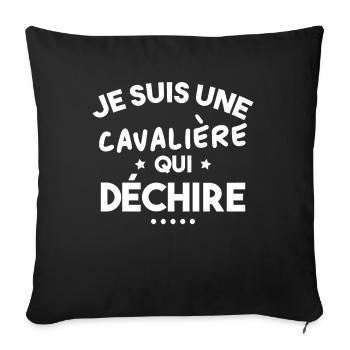 Je suis Une cavalière Qui déchire - Housse de coussin décorative 45 x 45 cm - noir - Devant