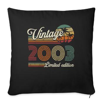 Vintage Rétro Cadeau Anniversaire pour Né en 2003 - Housse de coussin décorative 45 x 45 cm - noir - Devant
