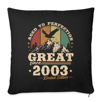 Vintage 2003 Cool Cadeaou pour Anniversaire 20 Ans - Housse de coussin décorative 45 x 45 cm - noir - Devant