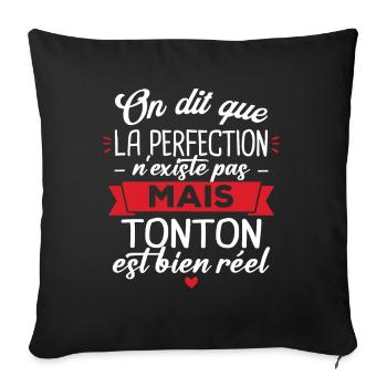 Tonton parfait, Cadeau humour tonton - Housse de coussin décorative 45 x 45 cm - noir - Devant
