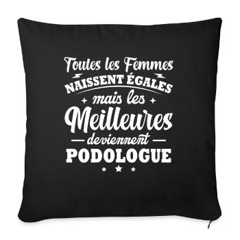 Femme et meilleures podologue - Housse de coussin décorative 45 x 45 cm - noir - Devant
