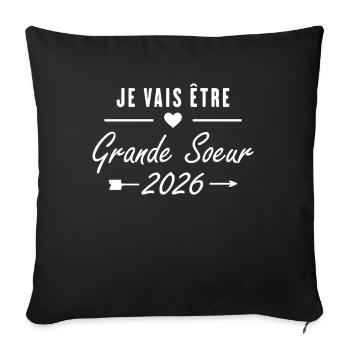 Je Vais être Grande Soeur 2026 - Housse de coussin décorative 45 x 45 cm - noir - Devant