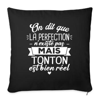 Tonton parfait, Cadeau humour tonton - Housse de coussin décorative 45 x 45 cm - noir - Devant