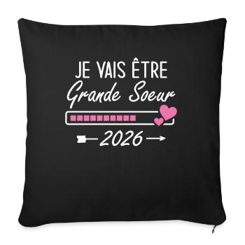 Je Vais être Grande Soeur 2026 - Housse de coussin décorative 45 x 45 cm - noir - Devant