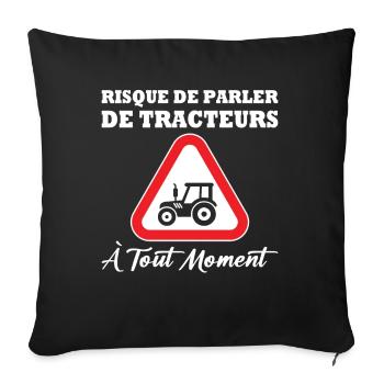 Risque de parler de tracteurs à tout moment - Housse de coussin décorative 45 x 45 cm - noir - Devant