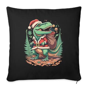 Dinosaur Trex Christmas - Sofa pillowcase 17,3'' x 17,3'' (45 x 45 cm) - black - Front