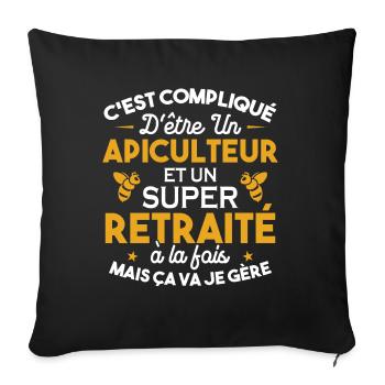 Un Apiculteur et un Super retraité Cadeau Humour - Housse de coussin décorative 45 x 45 cm - noir - Devant