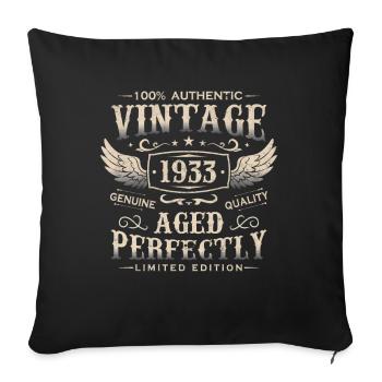 Vintage Born 1933 Vintage Birthday Gift - Sofa pillowcase 17,3'' x 17,3'' (45 x 45 cm) - black - Front