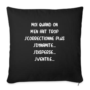 J'dynamite J'disperse J'ventile - Housse de coussin décorative 45 x 45 cm - noir - Devant