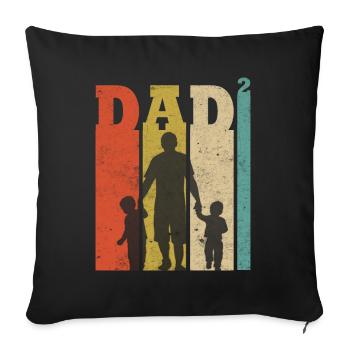 Daddy Shirt Two Sons Father of Two Gift - Sofa pillowcase 17,3'' x 17,3'' (45 x 45 cm) - black - Front