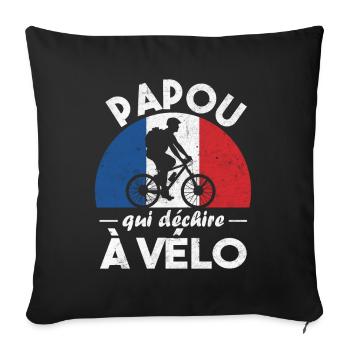 Papou qui déchire à Vélo - Housse de coussin décorative 45 x 45 cm - noir - Devant