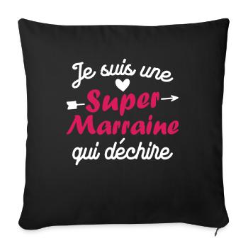 Je suis une Super Marraine qui Dechire - Housse de coussin décorative 45 x 45 cm - noir - Devant