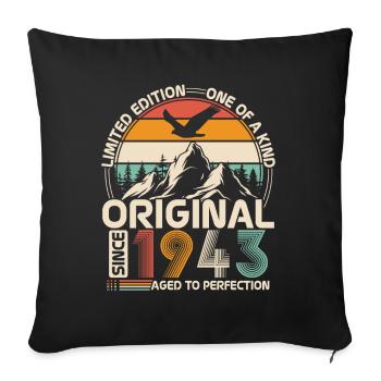 Original 1943 Vintage Anniversaire Rétro - Housse de coussin décorative 45 x 45 cm - noir - Devant