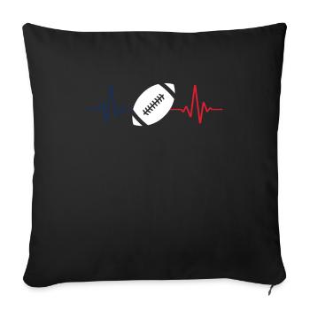 Rugby Heartbeat Rugby Player - Sofa pillowcase 17,3'' x 17,3'' (45 x 45 cm) - black - Front