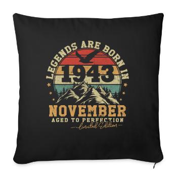 November 1943 vintage retro anniversary 1943 - Sofa pillowcase 17,3'' x 17,3'' (45 x 45 cm) - black - Front