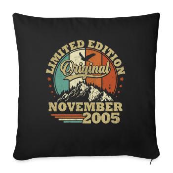 Vintage November 2005 18 Year Anniversary Gift - Sofa pillowcase 17,3'' x 17,3'' (45 x 45 cm) - black - Front