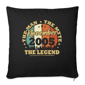Vintage November 2005 18 Year Anniversary Gift - Sofa pillowcase 17,3'' x 17,3'' (45 x 45 cm) - black - Front