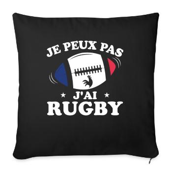 Je Peux Pas J'ai Rugby Humour Cadeau - Housse de coussin décorative 45 x 45 cm - noir - Devant