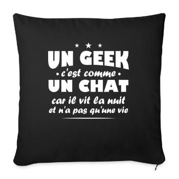 Geek et chat - Housse de coussin décorative 45 x 45 cm - noir - Devant