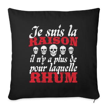 Cadeau Humour Pirates Rhum - Housse de coussin décorative 45 x 45 cm - noir - Devant
