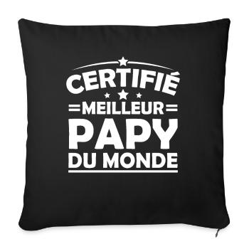 Certifié Meilleur Papy du Monde - Housse de coussin décorative 45 x 45 cm - noir - Devant