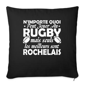 Rugby La Rochelle supporter rochelais club rugby - Housse de coussin décorative 45 x 45 cm - noir - Devant