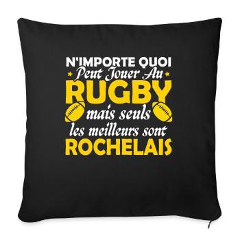 Rugby La Rochelle supporter rochelais club rugby - Housse de coussin décorative 45 x 45 cm - noir - Devant