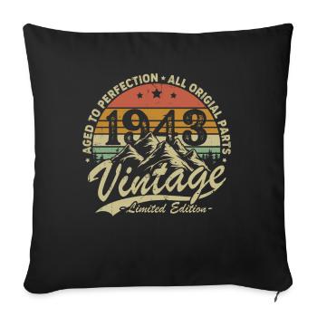 Vintage 1943 Birthday Gift Born In 1943 - Sofa pillowcase 17,3'' x 17,3'' (45 x 45 cm) - black - Front