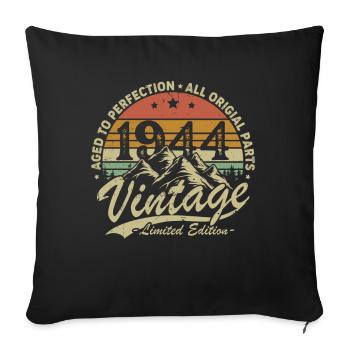 Vintage 1944 Cadeau D’anniversaire Né En 1944 - Housse de coussin décorative 45 x 45 cm - noir - Devant