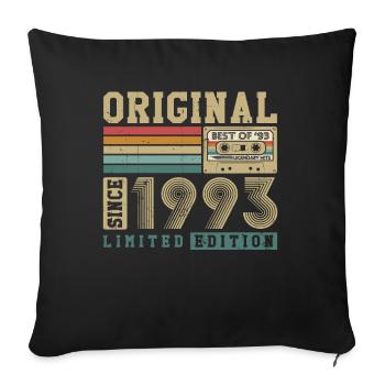 Original geboren 1993 Jahrgang Geburtstagsgeschenk - Sofakissenbezug 45 x 45 cm - Schwarz - Vorne
