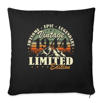 Vintage 1944 Rétro Cadeau D'anniversaire 1944 - Housse de coussin décorative 45 x 45 cm - noir - Devant