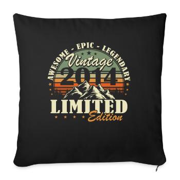 Vintage 2014 Rétro Cadeau D'anniversaire 2014 - Housse de coussin décorative 45 x 45 cm - noir - Devant