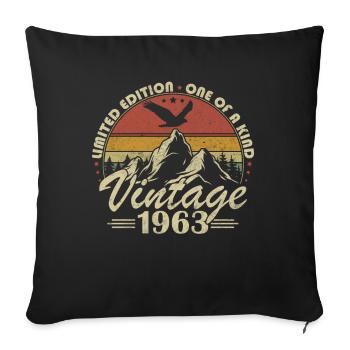 Vintage 1963 Cadeau Anniversaire Née en 1963 - Housse de coussin décorative 45 x 45 cm - noir - Devant
