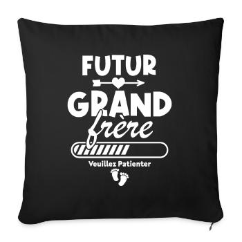 Futur grand frère veuillez patienter - Housse de coussin décorative 45 x 45 cm - noir - Devant