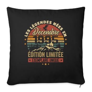 1995 Vintage Cadeau Anniversaire Décembre 1995 - Housse de coussin décorative 45 x 45 cm - noir - Devant