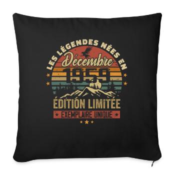 1959 Vintage Cadeau Anniversaire Décembre 1959 - Housse de coussin décorative 45 x 45 cm - noir - Devant