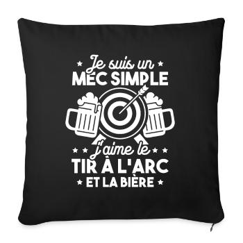 Un mec simple j'aime le tir à l'arc et la bière - Housse de coussin décorative 45 x 45 cm - noir - Devant