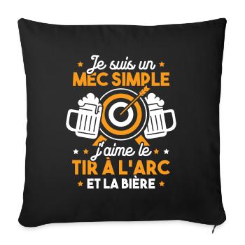 Un mec simple j'aime le tir à l'arc et la bière - Housse de coussin décorative 45 x 45 cm - noir - Devant
