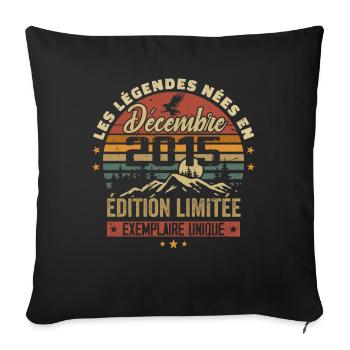 2015 Vintage Cadeau Anniversaire Décembre 2015 - Housse de coussin décorative 45 x 45 cm - noir - Devant