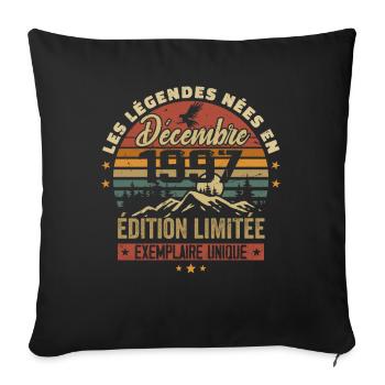 1997 Vintage Cadeau Anniversaire Décembre 1997 - Housse de coussin décorative 45 x 45 cm - noir - Devant