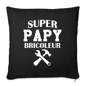 Super papy bricoleur Humour Cadeau - Housse de coussin décorative 45 x 45 cm - noir - Devant