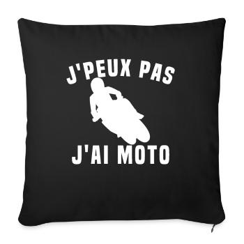 J peux Pas J ai Moto Humour Cadeau - Housse de coussin décorative 45 x 45 cm - noir - Devant