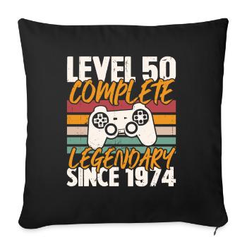 Level 50 Complete 1974 Birthday Gift - Sofa pillowcase 17,3'' x 17,3'' (45 x 45 cm) - black - Front
