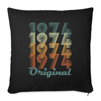 Original 1974 Vintage Cadeau Anniversaire - Housse de coussin décorative 45 x 45 cm - noir - Devant