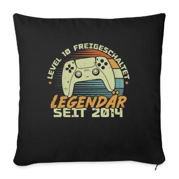 Level 10 freigeschaltet 2014, Geburtstagsgeschenk - Sofakissenbezug 45 x 45 cm - Schwarz - Vorne