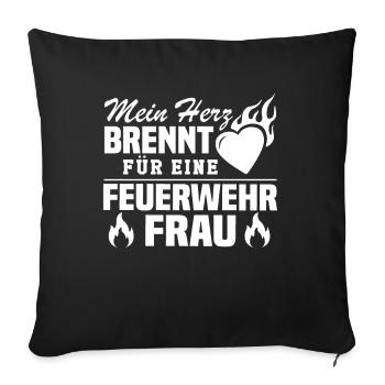 Mein Herz brennt für eine Feuerwehrfrau - Sofakissenbezug 45 x 45 cm - Schwarz - Vorne