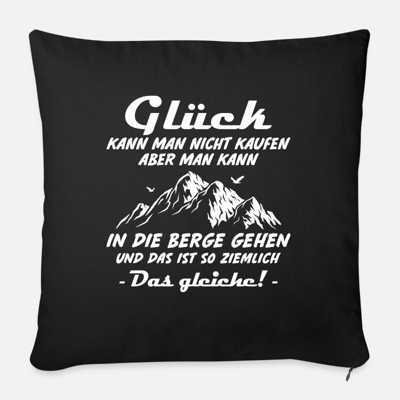 Berge Glück Wandern - Sofakissenbezug 45 x 45 cm - Schwarz