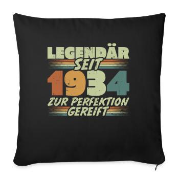 Legendär seit 1934 Jahrgang Geburtstag Geschenk - Sofakissenbezug 45 x 45 cm - Schwarz - Vorne
