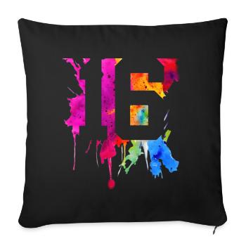 16 YEARS 16TH BIRTHDAY - Sofa pillowcase 17,3'' x 17,3'' (45 x 45 cm) - black - Front