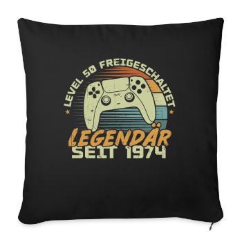 Level 50 freigeschaltet 1974, Geburtstagsgeschenk - Sofakissenbezug 45 x 45 cm - Schwarz - Vorne